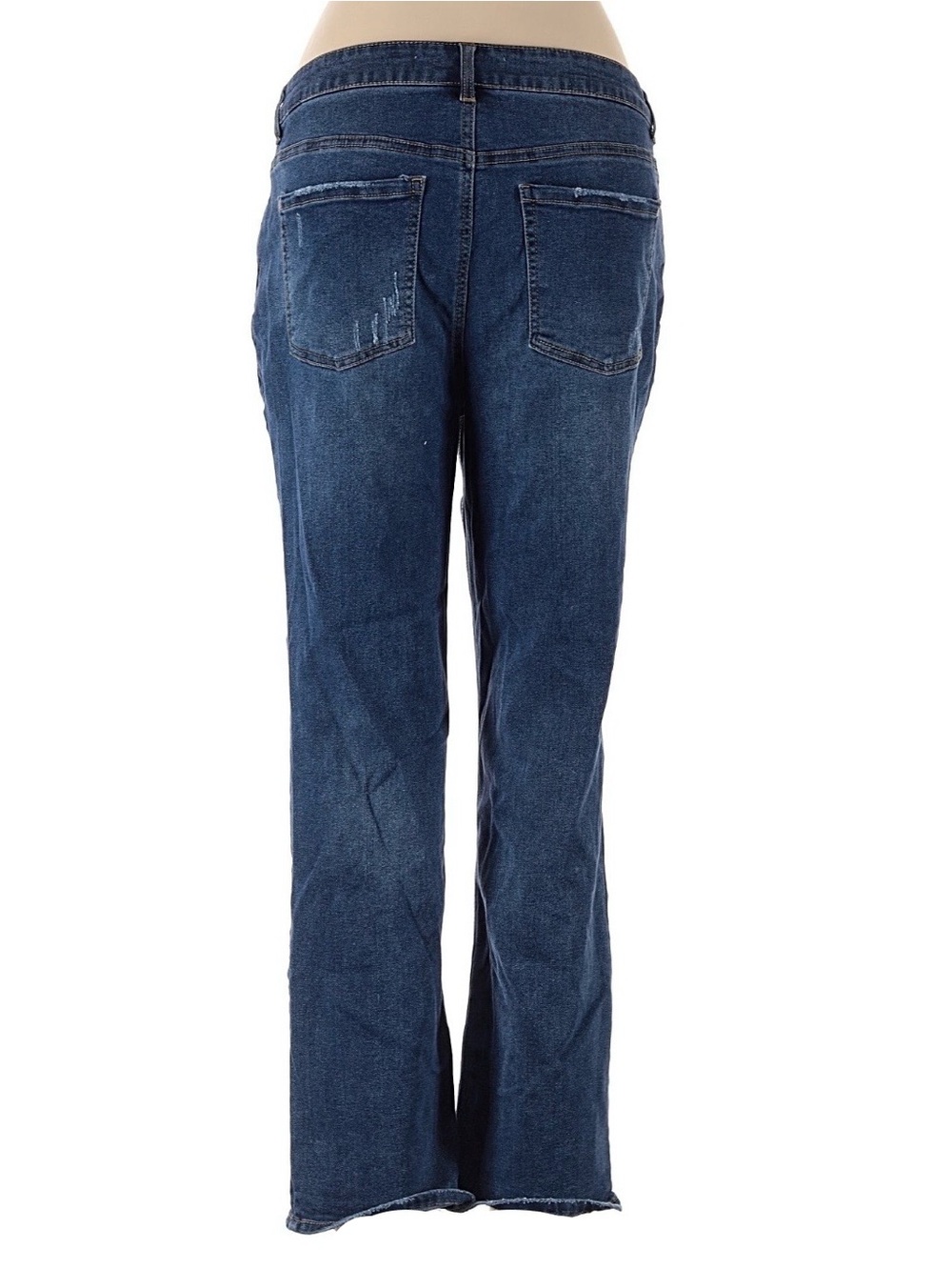 Distressed Dark Blue Jeans with Red Paisley Patches by C Est. 1946, Stretchy - Picture 4 of 15